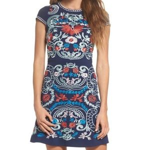 Navy embroidery dress with cap sleeves size S